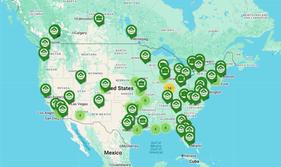 Geo-Trac warehouse gateway coverage across North America